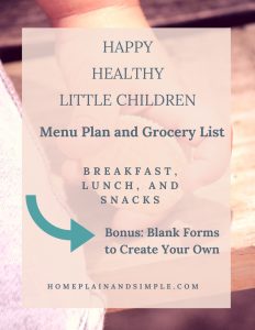 Little People Menu Plan