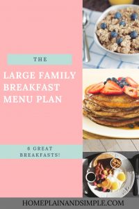 Large Family Breakfast Menu Plan. Breakfast Menu Plan for Large Homeschool Families