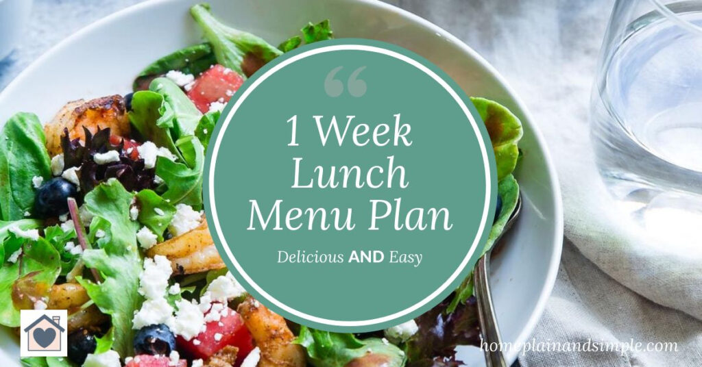1 Week Lunch Menu Plan
