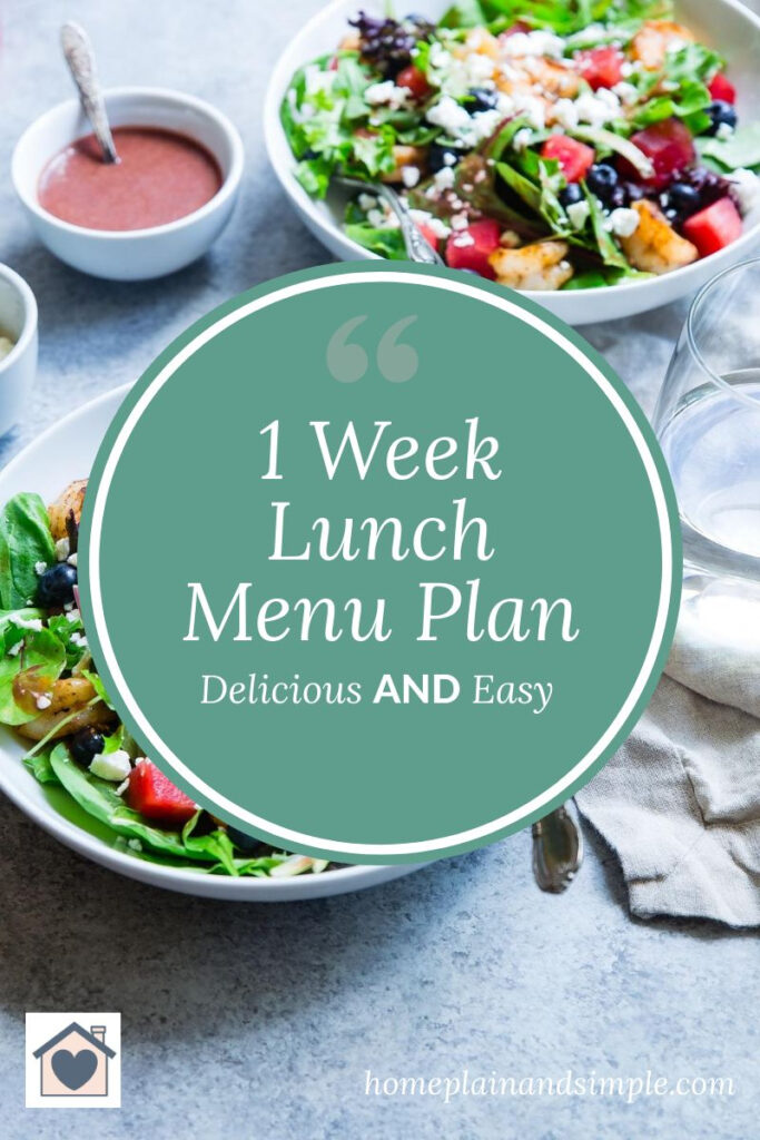 1 Week Lunch Menu Plan